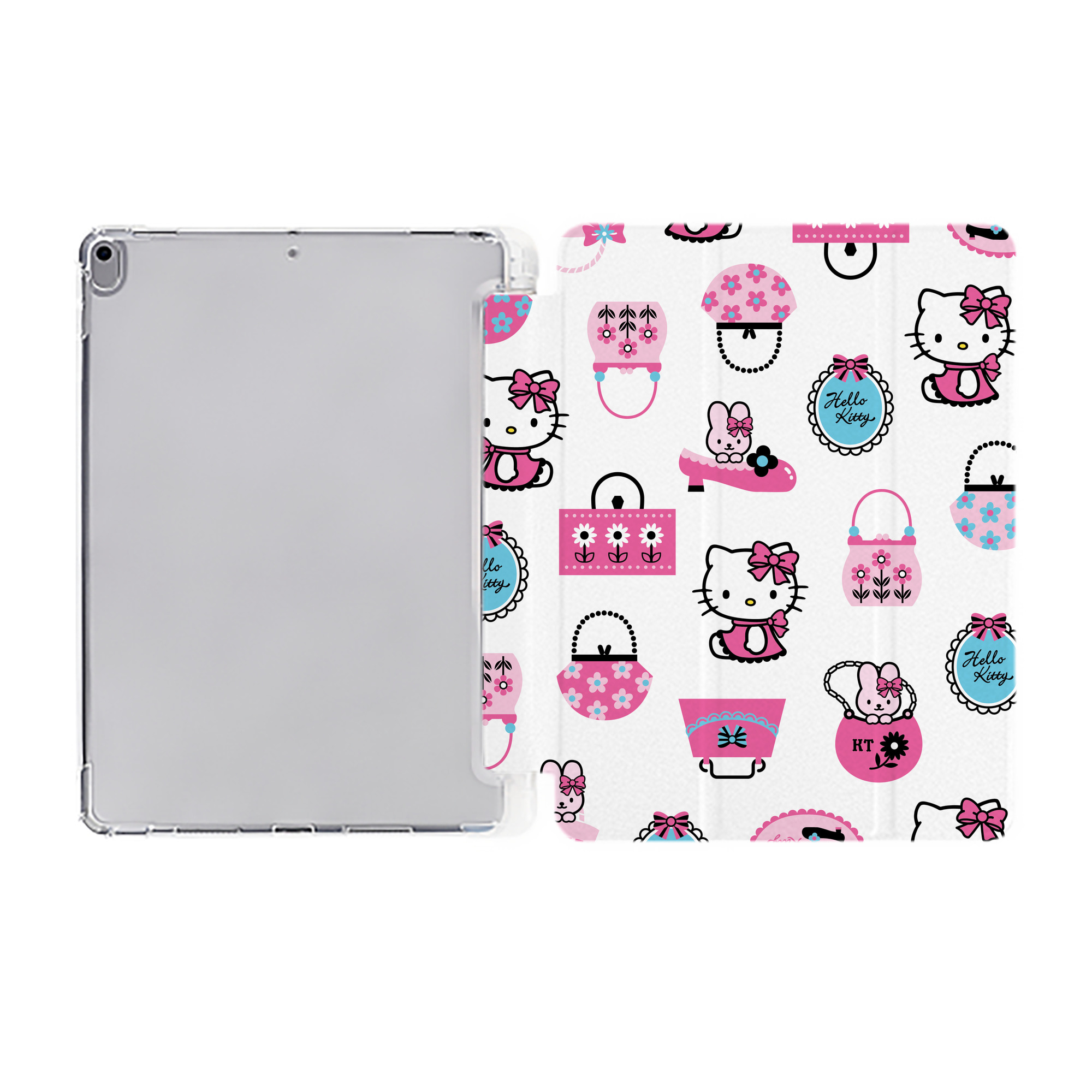 （画像用） Hello Kitty ハローキティ IPad ケース ペン収納付き 三つ折りスタンド PUレザー×シリコン 対応機種9.5/10.5/10.9インチ